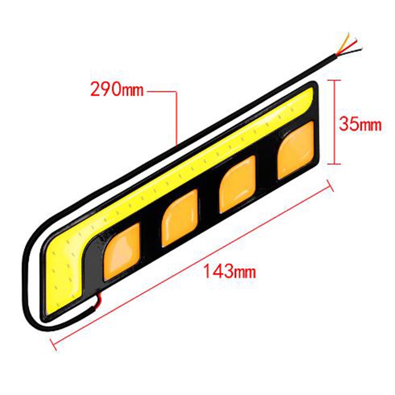 1 bộ 2 chiếc led 2 màu, led vàng cho chế độ đèn sương mù - led trắng đèn kích thước xe, Có miếng dán đi kèm, chống nước.