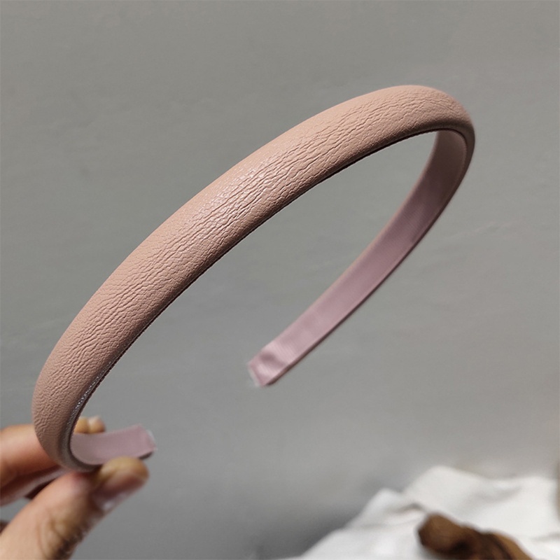 Băng Đô Cài Tóc Giả Da Màu Trơn Phong Cách Vintage Đơn Giản Cho Nữ