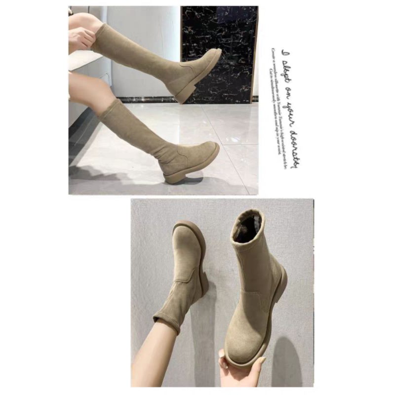 Sẵn đủ size 35-39 Boots đùi da lộn siêu mềm co dãn dành cho năm 2022, hàng quảng châu loại đẹp