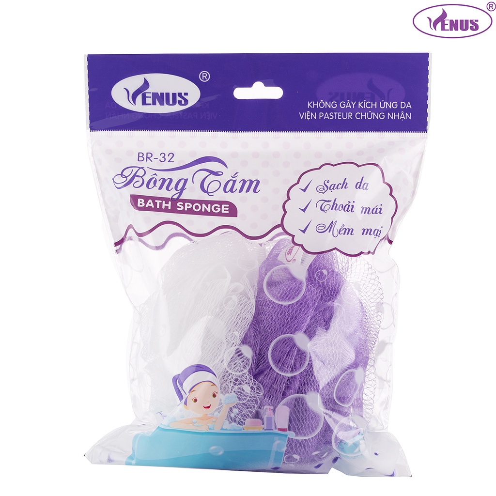 Bông tắm tròn tạo bọt làm sạch da Venus BR-32 (Giao màu ngẫu nhiên) - Viễn Đông Sài Gòn