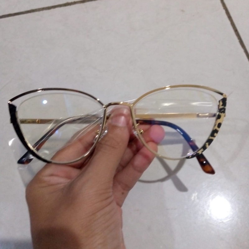 (YUZHU) Kính Mắt Mèo Kim Loại Thời Trang Phương Tây Chất Lượng Cao Có Thể Thay Thế Lens Minus