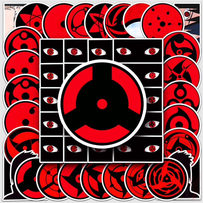 ❉ Naruto - Uchiha. Hình Dán Sharingan Series 01 ❉ Bộ 50 Sticker Chống Thấm Nước Họa Tiết Doodle Hợp Thời Trang