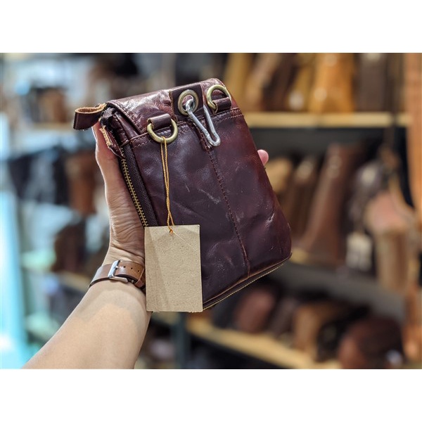 Túi đeo chéo mini Da bò thật Đỏ RIM-TCJ1652 - DA THẬT 100% & BẢO HÀNH 2 NĂM