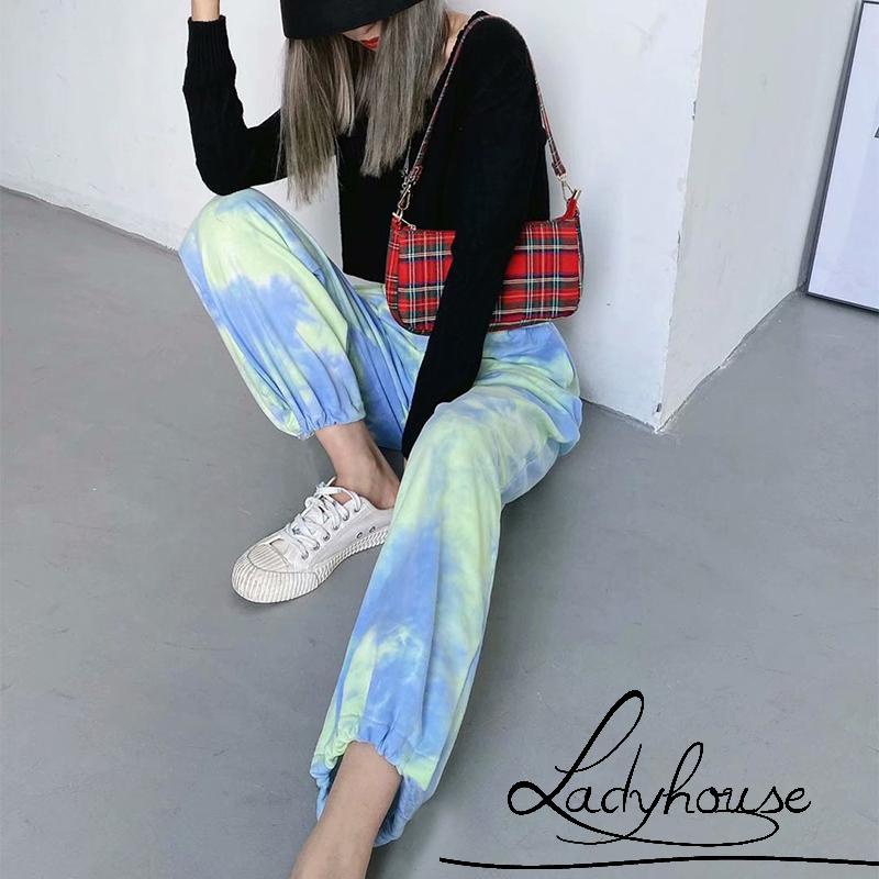 Quần Dài Lưng Thun Màu Nhuộm Thời Trang Cho Nữ