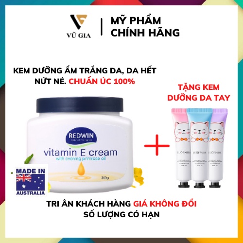 Kem Dưỡng Ẩm, Kem Dưỡng Trắng Da Vitamin E Redwin Úc Chính Hãng Trắng Da Hết Khô Da Nứt Nẻ Chân Tay 300g