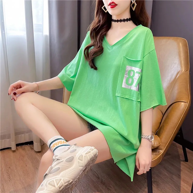 Áo Thun Tay Ngắn Cổ Chữ V Plus Size C9380 Plus Size Cho Nữ 40-100KG