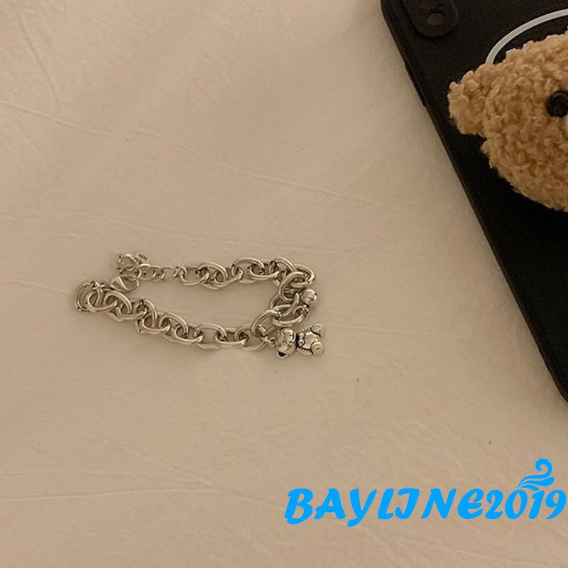 Vòng đeo tay bằng kim loại mặt hình gấu có thể điều chỉnh kích thước dễ thương cho nữ