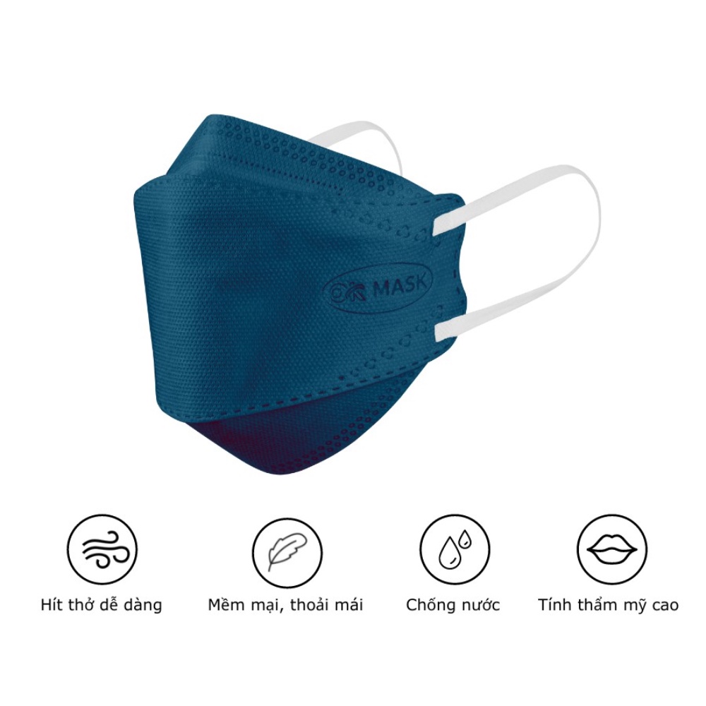 Combo 10 Túi Khẩu Trang Y Tế 4D Ok Mask Theo Thiết Kế Kf94, Đạt Chuẩn Kháng Khuẩn, Công Nghệ Nhật Bản