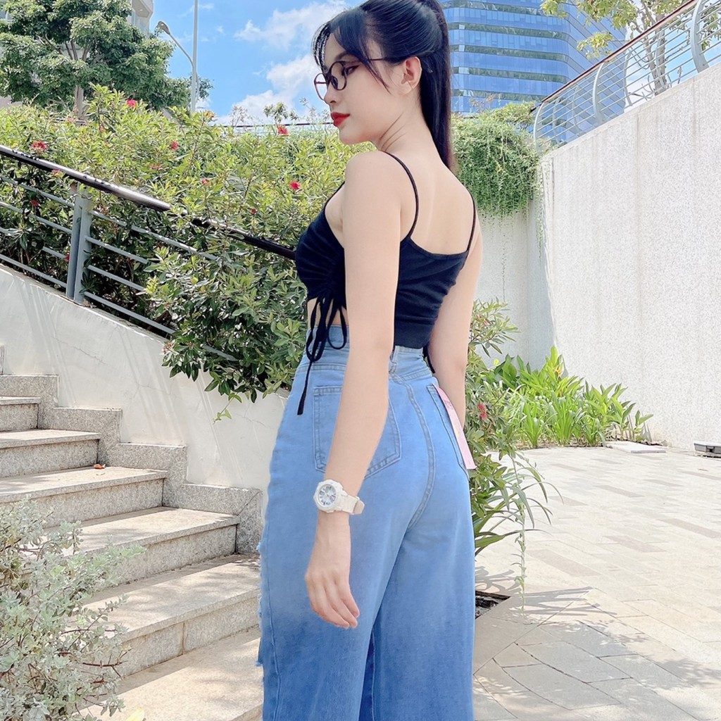 QUẦN JEANS ỐNG RỘNG NỮ LƯNG CAO LOANG MÀU RÁCH ĐÙI LAI CUỐN FORM DÀI RỘNG MÃ 3181 FORM CHUẨN DÁNG XINH UTI