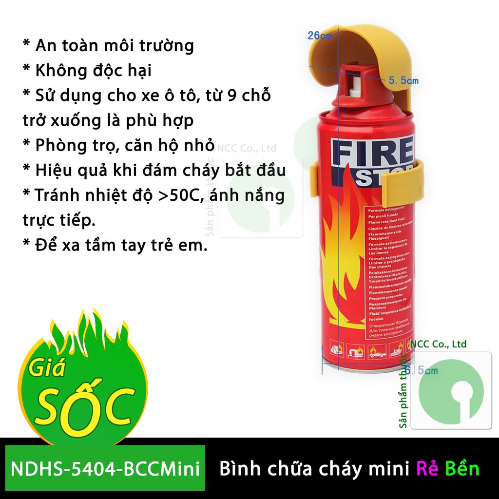 Bình chữa cháy mini 500ml giá rẻ - dụng cụ tiện ích an toàn cho gia đình - NDHS-5404-BCCMini (Màu đỏ)