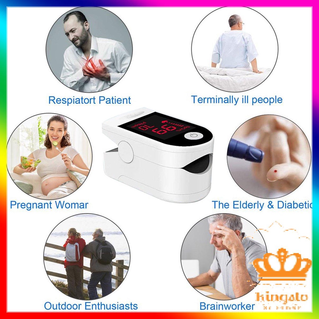 [Mới] Finger oximeter ABS LED Blood Oxygen Monitor Oxygen Saturation Monitor Heart rate monitor Instant Results Home use