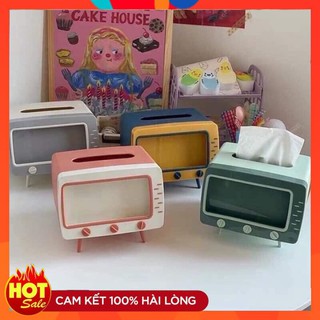 Hộp đựng khăn giấy tivi, kê để điện thoại 2in1