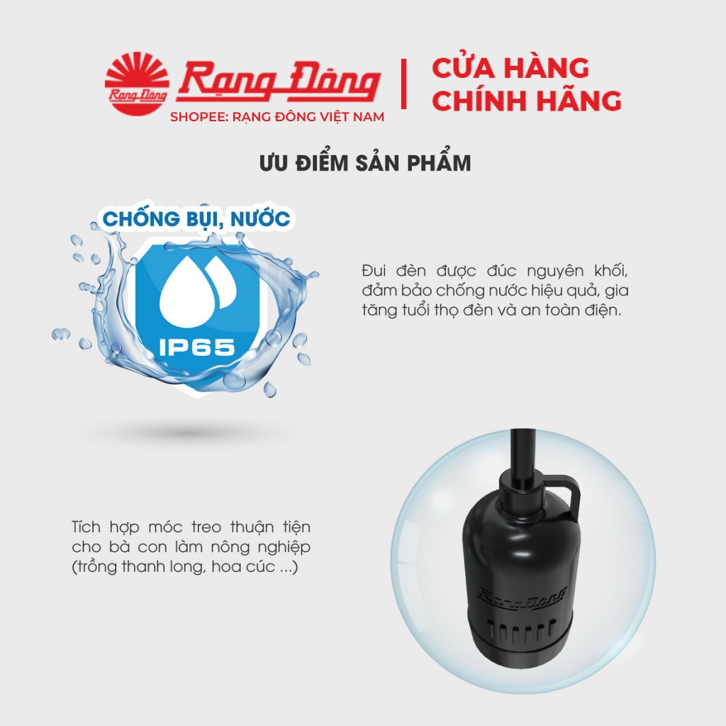 Đui đèn Rạng Đông E27 - Chống Thấm Nước IP65 - Độ Bền Cao