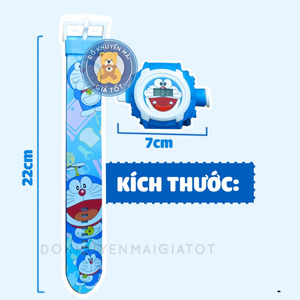 Đồ chơi cho bé trai ⌚️ GIÁ SỐC ⌚️ Đồng hồ trẻ em cho bé mẫu mèo máy Đô-ra-e-mon chiếu 24 hình 3D -Đồ khuyến mãi giá tốt