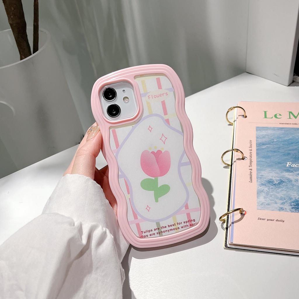 Ốp Điện Thoại Silicone Tpu Mềm Chống Sốc In Hình Hoa Tulip 2 Trong 1 Cho iPhone 14 13 12 11 Pro Max XS XR 8 7 Plus