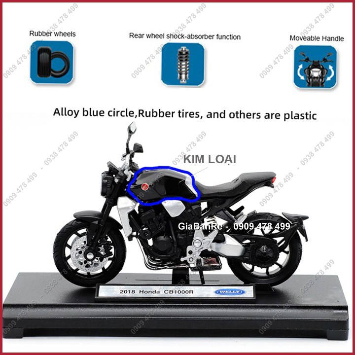 Xe Mô Hình Honda CB1000R - Tỉ Lệ 1:18 - Đen - Welly - 8811