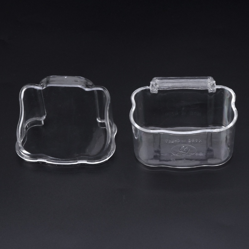 Set 2 Khay Đựng Thức Ăn / Nước Uống Bằng Acrylic Có Móc Treo Lồng Chim