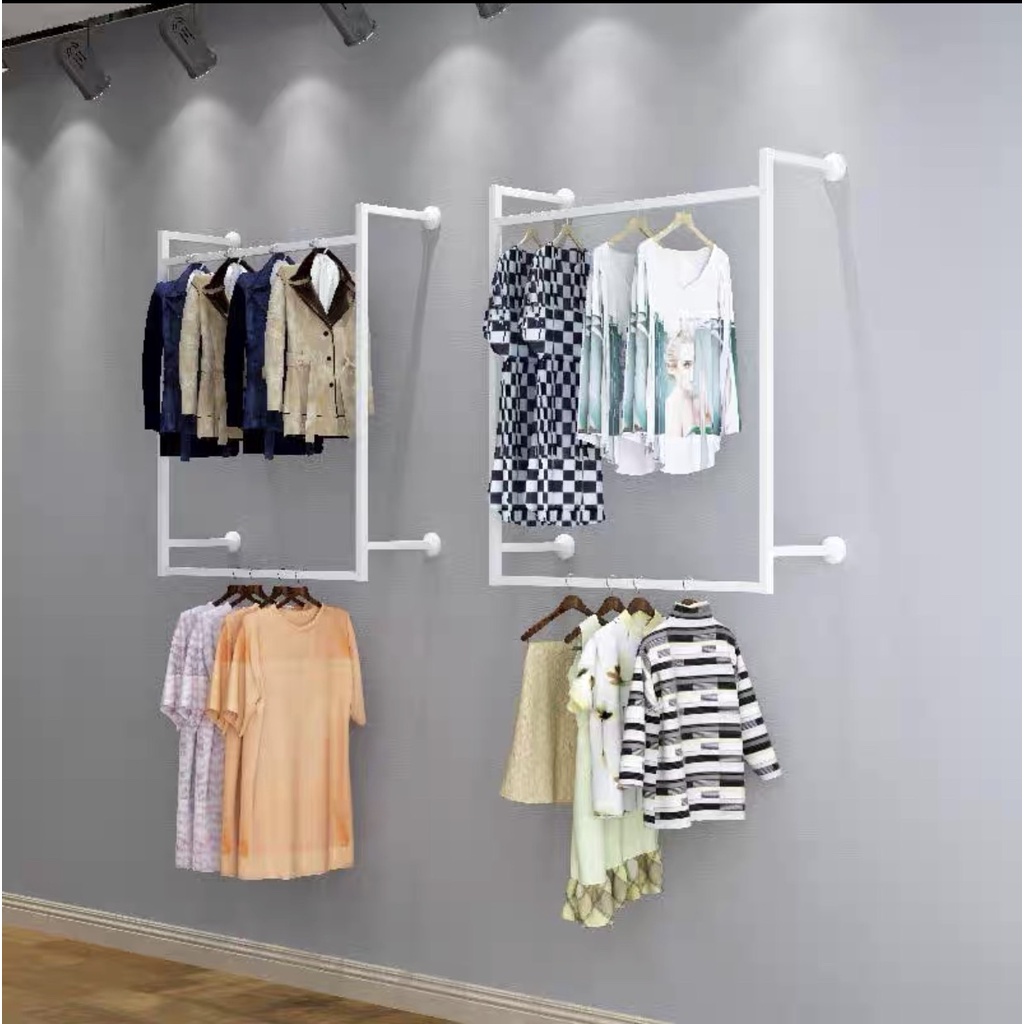 Kệ vuông đóng tương treo quần áo cho shop