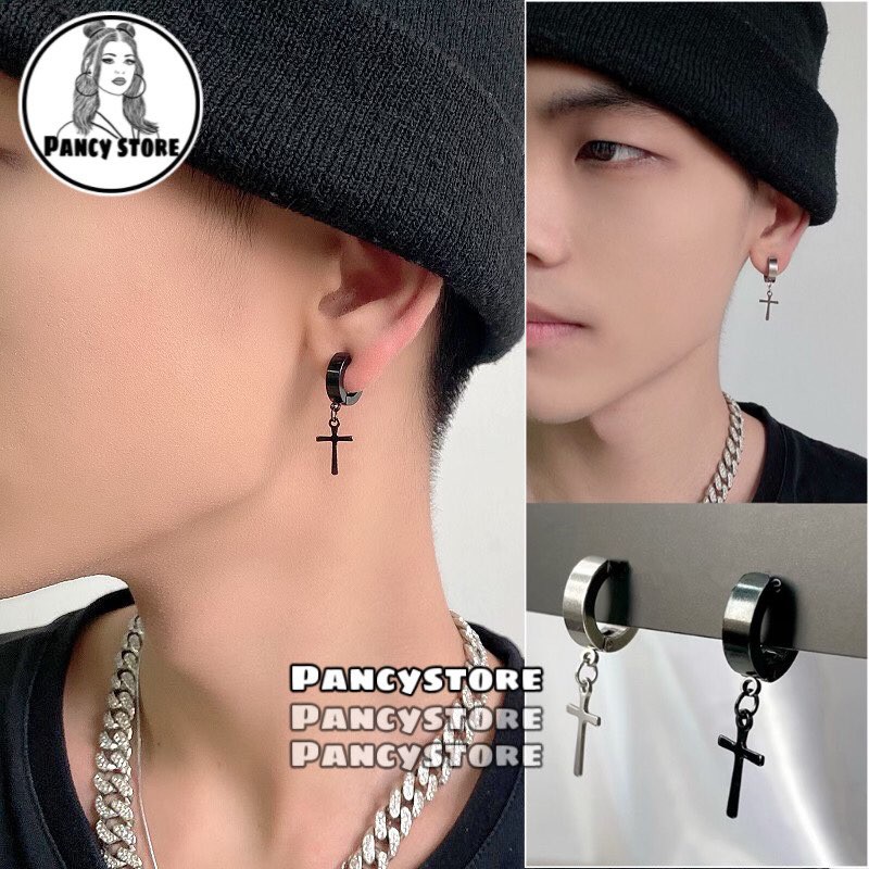 khuyên tai kẹp tai nam nữ titan thánh giá không gỉ không dị ứng unisex