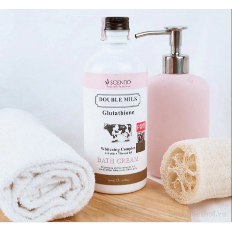 Scentio Double Milk Triple White Bath Cream Sữa tắm bò giữ ẩm trắŉg da