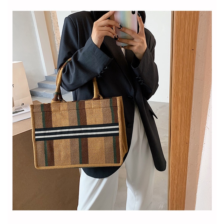 Túi Xách JASMIN NOIR Tote Dạng Hộp Bằng Vải Canvas Đơn Giản Thời Trang Cho Nữ