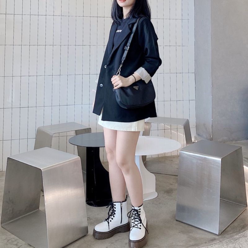 (Sẵn/ảnh thật/có video) Áo Blazer 2 lớp trơn Ulzzang phong cách Hàn Quốc