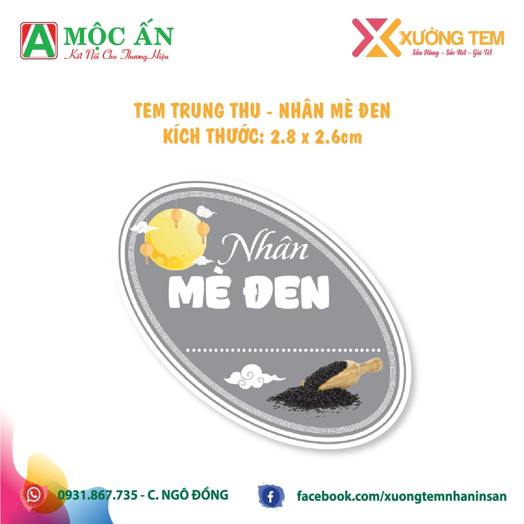100 Tem Dán Elip - Nhãn Dán Nhân Bánh trung thu - Mới 2022