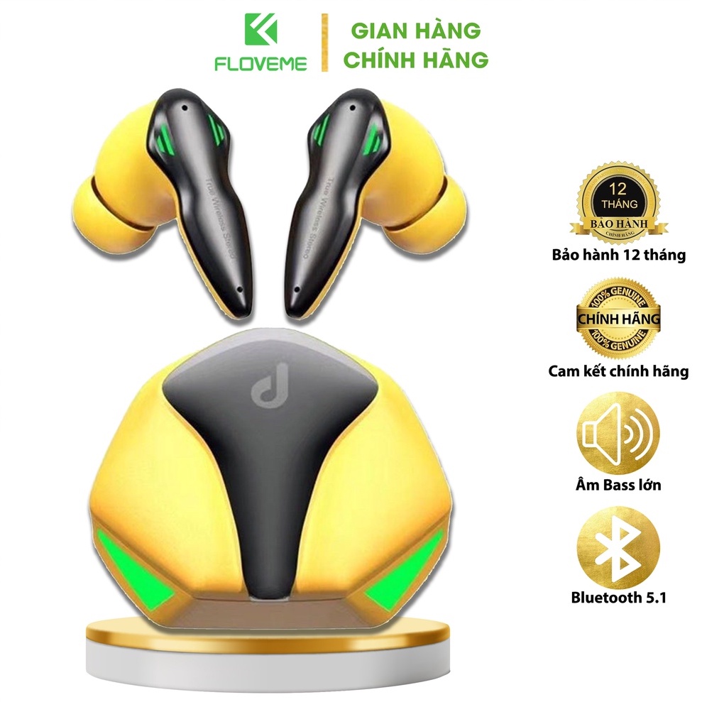 Tai nghe chơi game Bluetooth Gaming Floveme PK86  - Không dây có mic với độ trễ cực thấp - Pin Cực Trâu