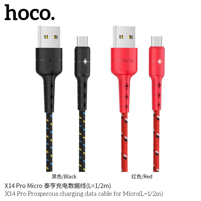 Cáp Sạc Micro USB Hoco X14 Pro Hỗ Trợ Sạc Nhanh 3A Max-Tự Ngắt Khi Pin Đầy - LED Báo Sạc