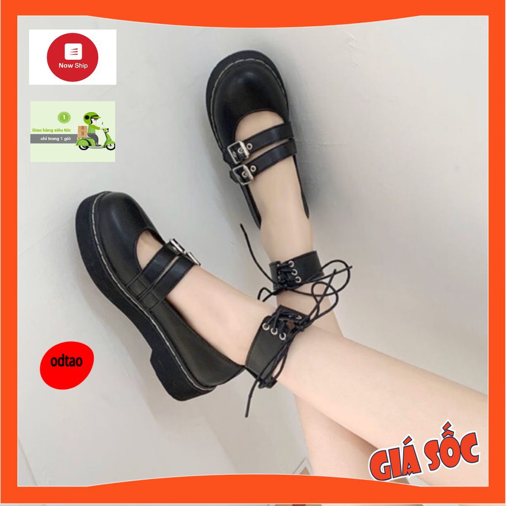 Giày ulzzang 2 quai hàn quốc CỔ CÓ DÂY mã 101 | BigBuy360 - bigbuy360.vn