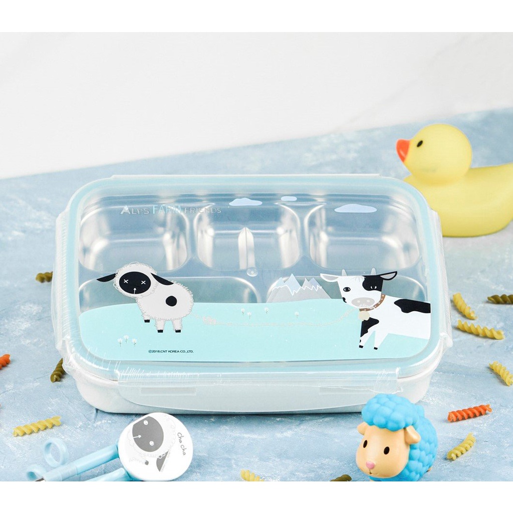 Khay ăn dặm Inox chia ngăn có nắp STENLOCK cho bé
