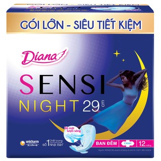 Băng vệ sinh Diana Sensi ban đêm 29cm 12 miếng