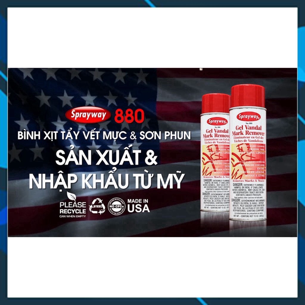 Chai xịt tẩy mực in, bút chì, son môi bám trên tường từ Mỹ Sprayway Gel Vandal Mark Remover 425g