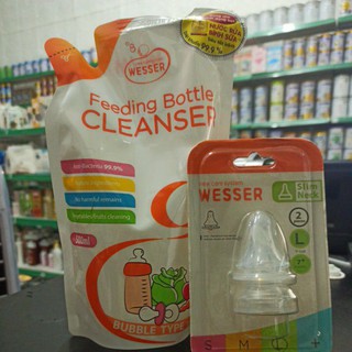 Combo núm ti wesser & nước rửa bình sữa wesser 500ml