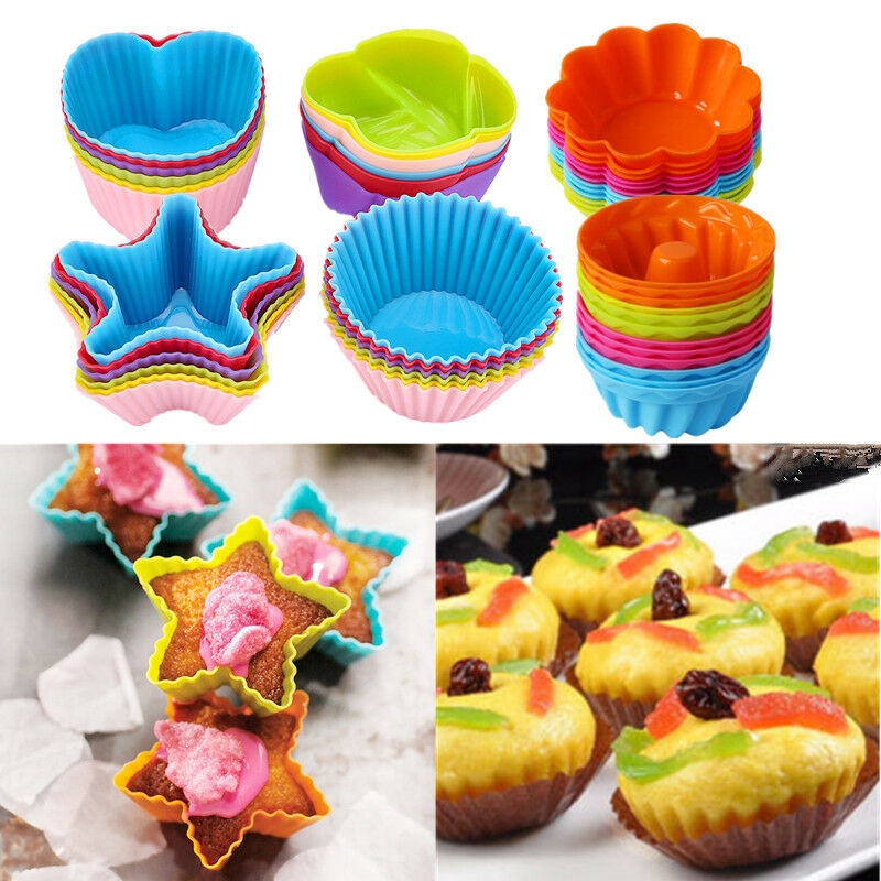 Set 12 Khuôn Silicone Làm Bánh Cupcake Nhiều Hình Dạng