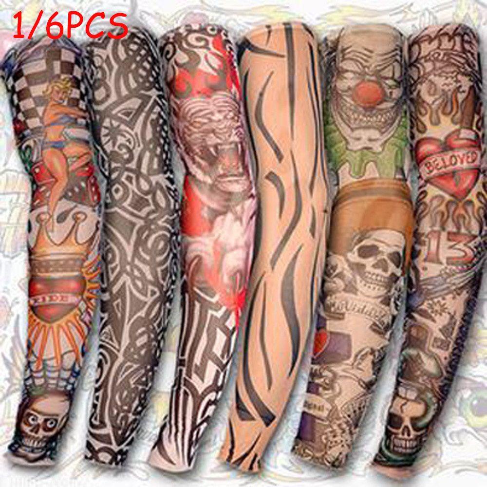 1 / 6 Găng Tay Hình Xăm Giả Hình Đầu Lâu Độc Đáo