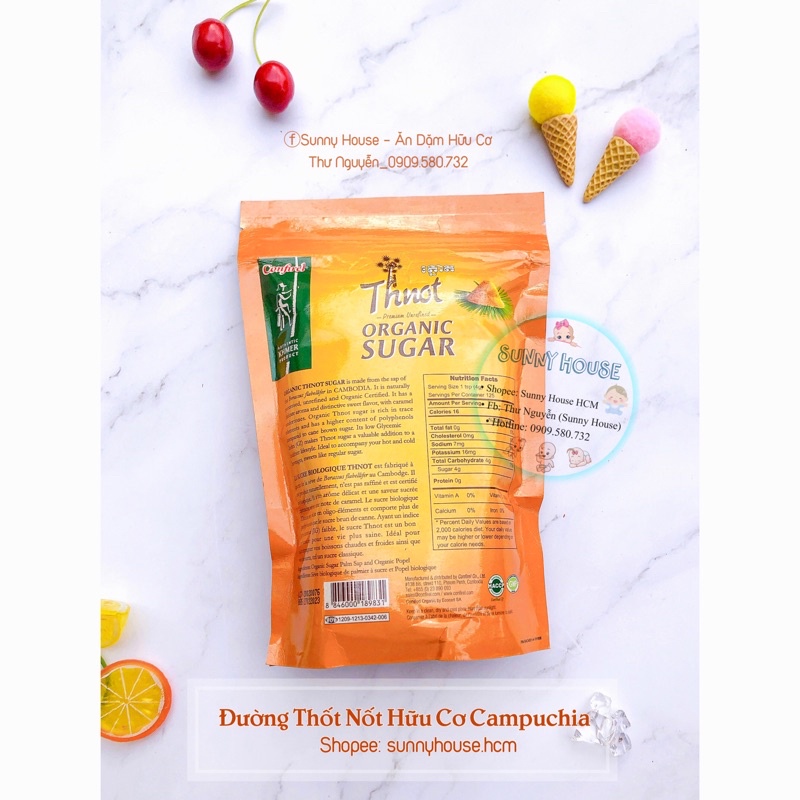 Đường thốt nốt hữu cơ Campuchia 500g