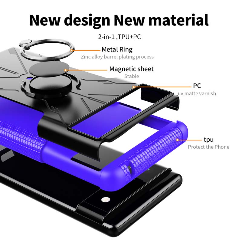 Ốp Điện Thoại PC + TPU Silicon Từ Tính Có Giá Đỡ Cho Google Pixel 6 / Pixel 6 Pro 6A