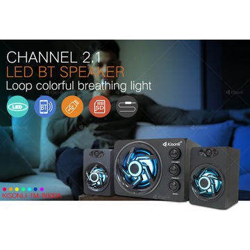 Loa Kisonli Bluetooth 2.1 TM-8000A-Led RGB, nguồn điện 220V cắm trực tiếp, công suất 25W (Bộ gồm 3 loa, 2 nhỏ 1 lớn)