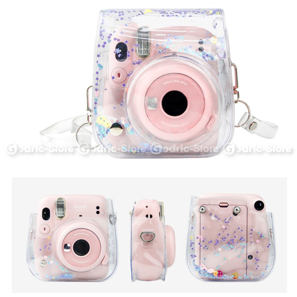 Túi Đựng Máy Ảnh Fujifilm Mini Instax Trong Suốt Đính Kim Tuyến Lấp Lánh Kích Thước 40 / 11 / 9 / 8 Ốp