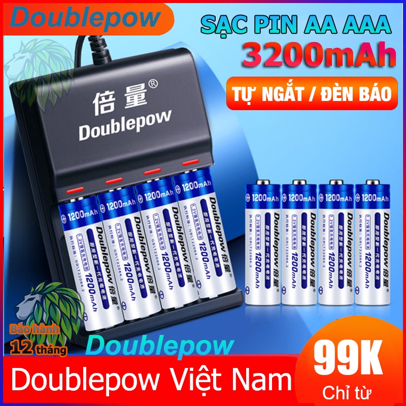 Sạc Pin AA AAA Doublepow UK83 Tự Ngắt Cho Micro, Loa, Chuột Vi Tính, Đồ Chơi, Đồng Hồ, Máy Ảnh, Đèn Flash, Đo Huyết áp