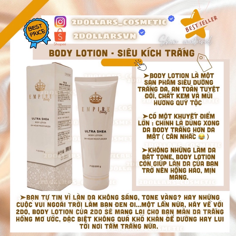 KEM DƯỠNG TRẮNG DA DƯỠNG ẨM EMPIRE 200g BODY LOTION EMPIRE 200g