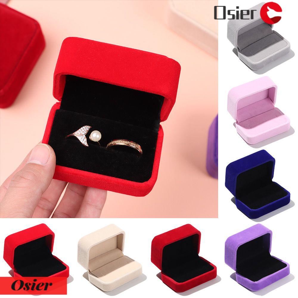 Osier1 Hộp Đựng Trang Sức Nhẫn Đôi Hình Vuông Bằng Nhung Bền Tinh Tế Cho Cặp Đôi