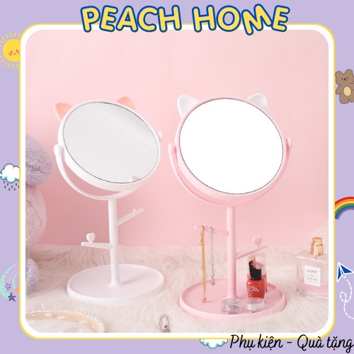 Gương Để Bàn Trang Điểm Xoay 360 Độ Hình Tai Mèo Màu Pastel Xinh Xắn Dễ Thương Gương Make Up  Cute Trang Trí Bàn Học