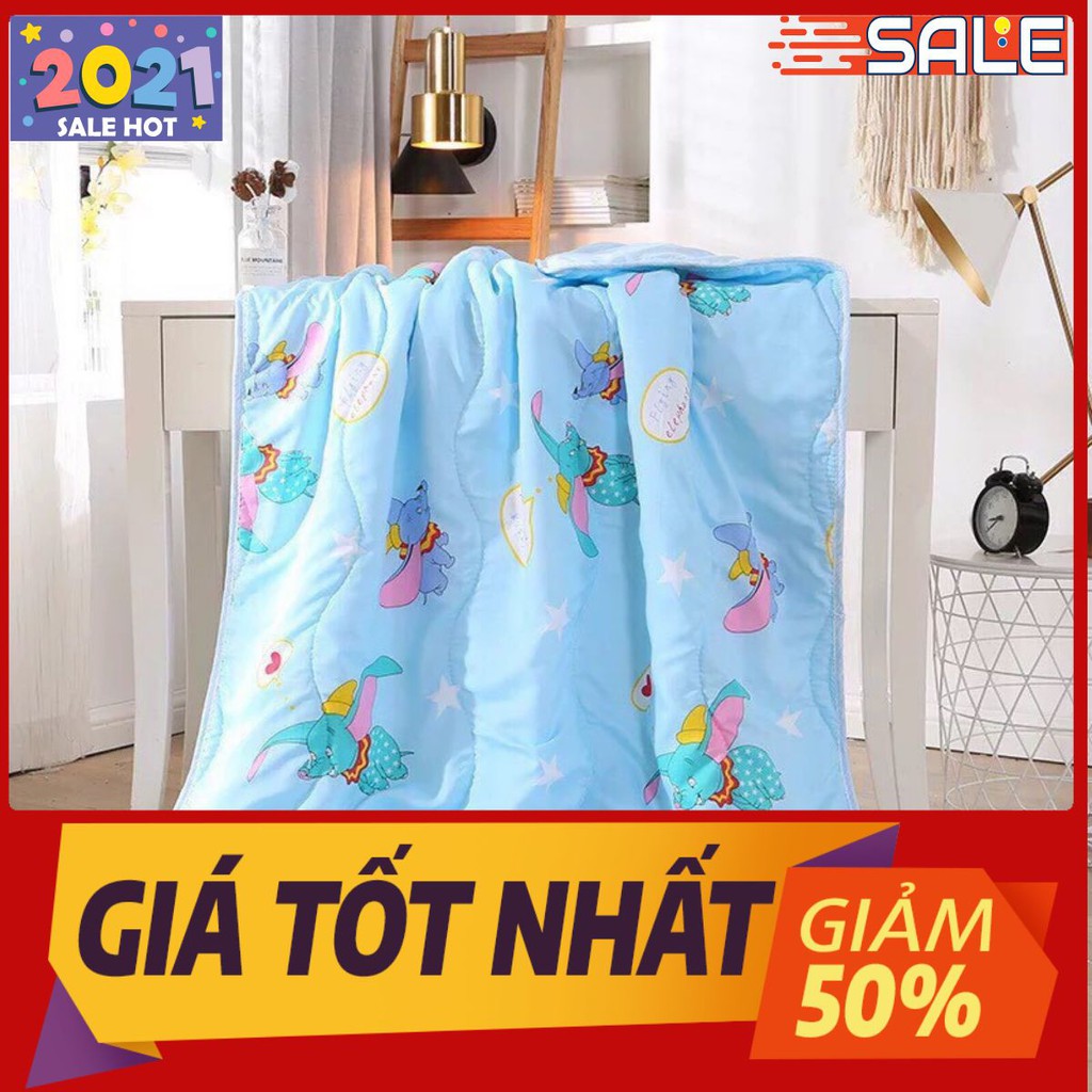 Chăn trẻ em cotton đũi màu xanh