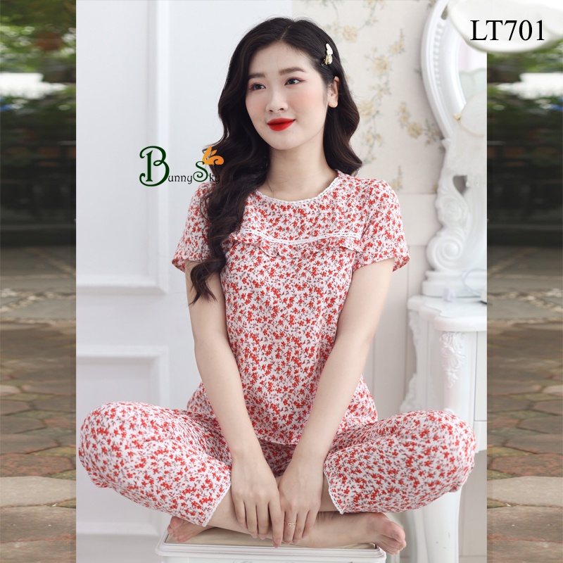Đồ bộ mặc nhà, bộ quần áo nữ mẫu cộc tay hoa nhí siêu xinh