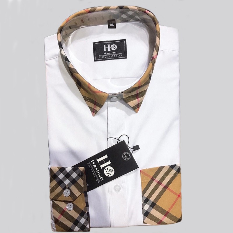 Áo Sơ Mi Nam Trắng Dài Tay Phối Màu, Sơ Nam Mi Họa Tiết Gấp Hộp Vải Lụa Cao Cấp VNXK [Hàng Xịn] | BigBuy360 - bigbuy360.vn