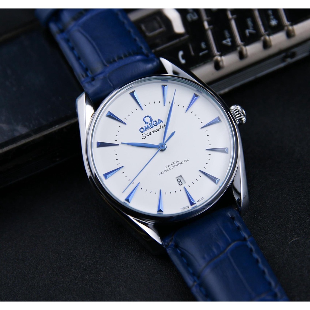 Đồng hồ nam OMEGA dây da cao cấp -Mặt kính chống nước -dây đeo 2 màu BH 6 tháng