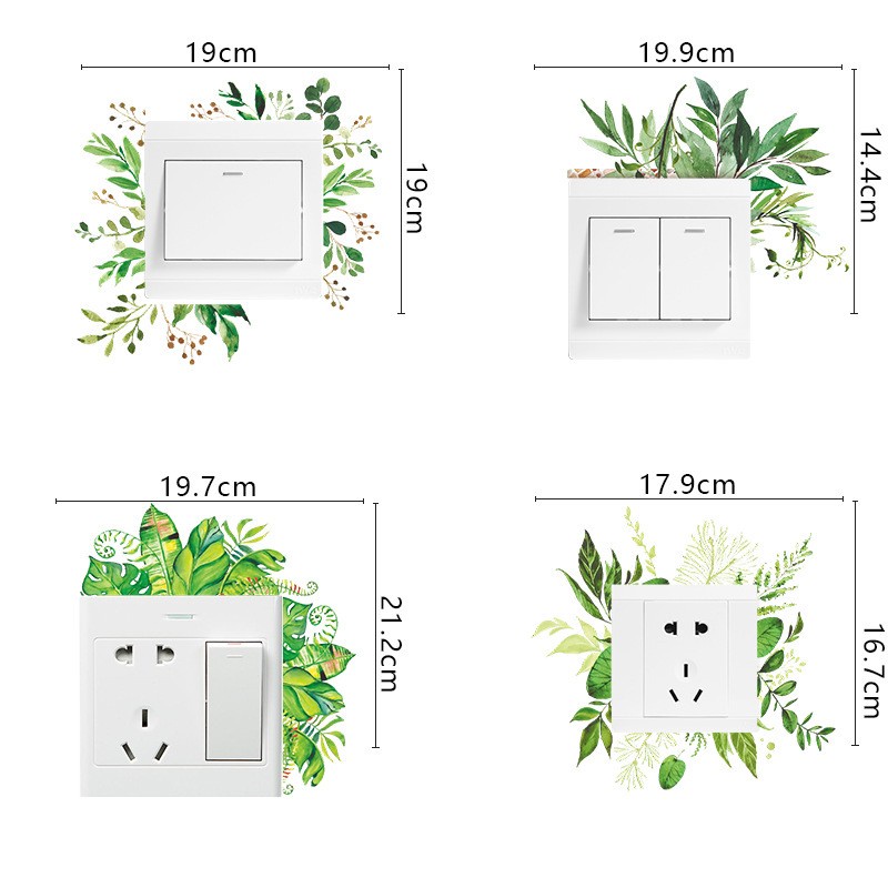 Miếng Dán Trang Trí Ổ Cắm Hình Lá Cây Chống Nước Thời Trang
