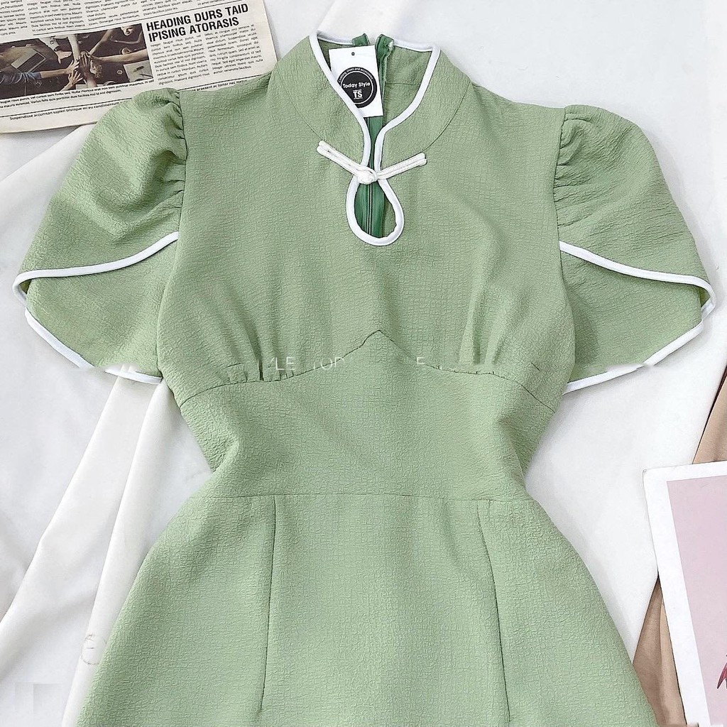 Váy đầm tàu babydoll ulzzang dáng xòe cực xinh- Váy đầm nữ dự tiệc vai xòe tôn dáng cực đẹp
